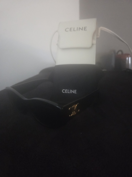 Celine Accessories - CELINE Black Sunglasses with Gold Logo